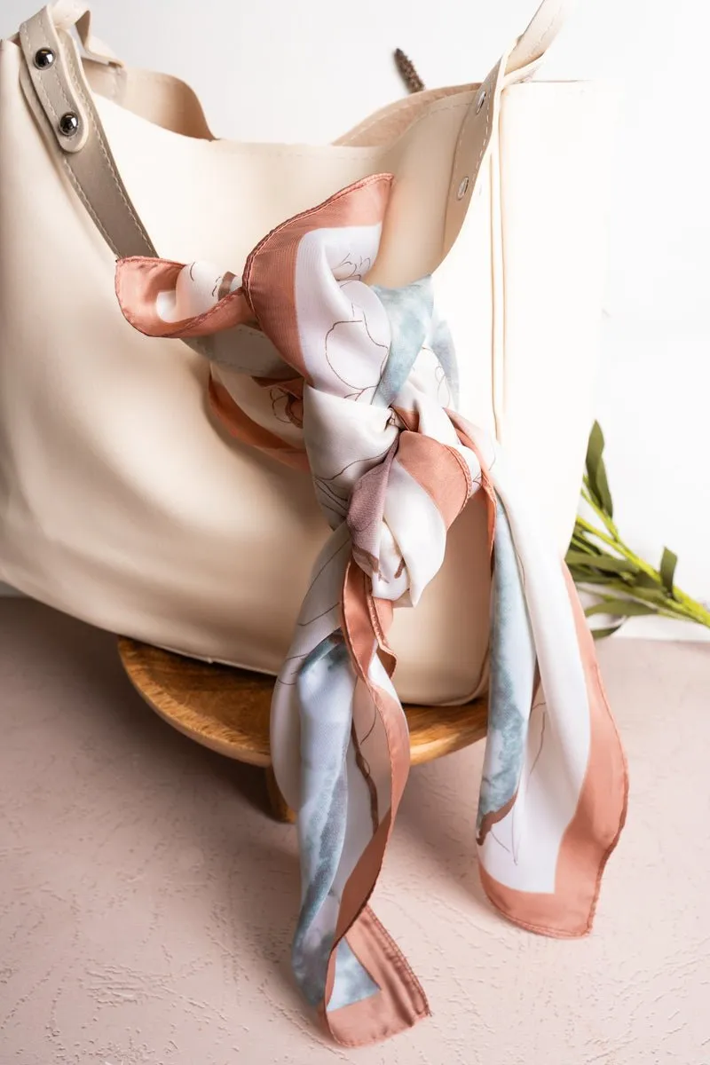 Parisian Cafe Taupe Square Satin Scarf