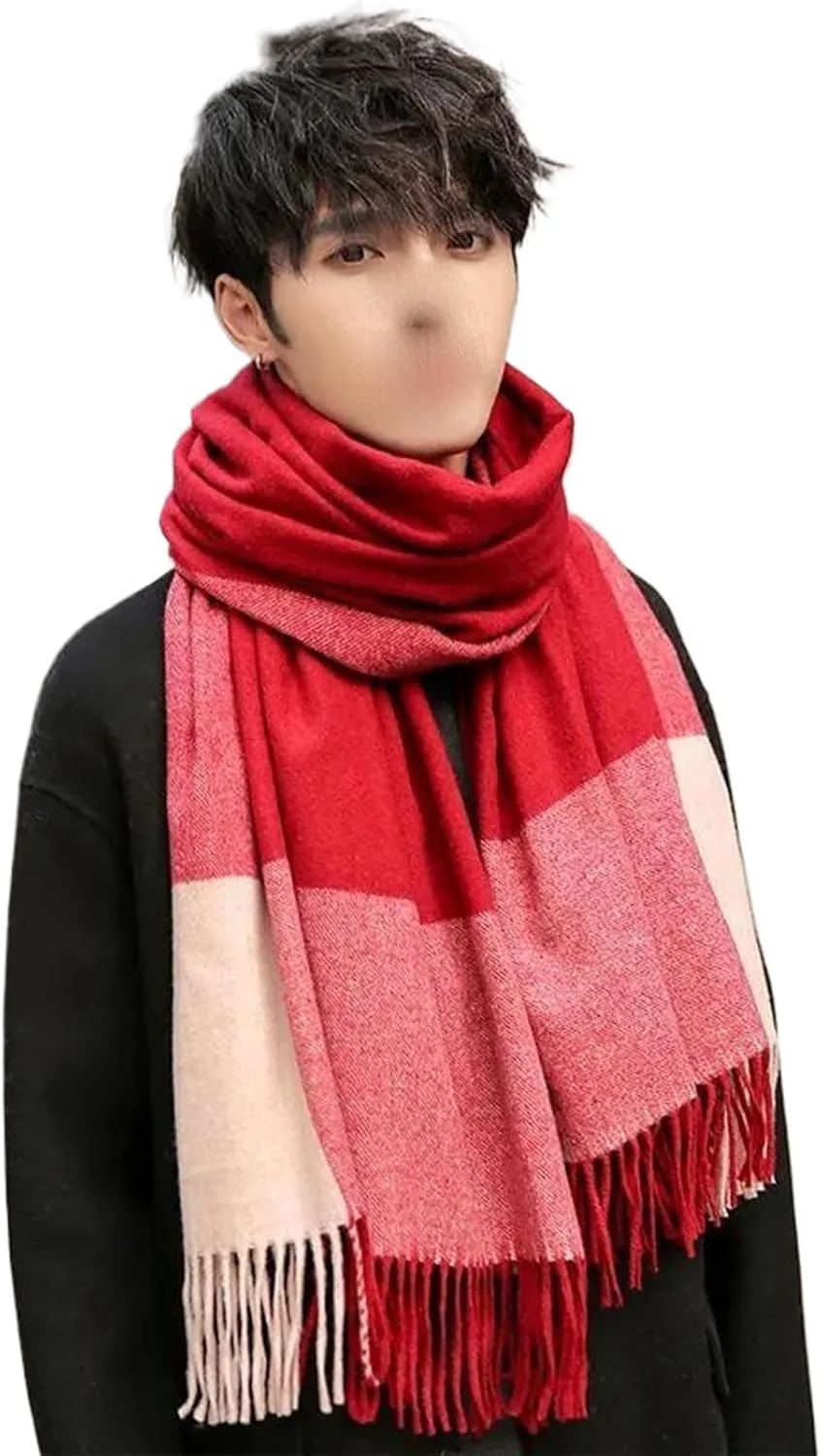 Plaid Wool Scarf For Men Winter Shawls Wraps Warm Neckerchief Muffler Neck Warmer Thick Soft Scarves Scarves Male