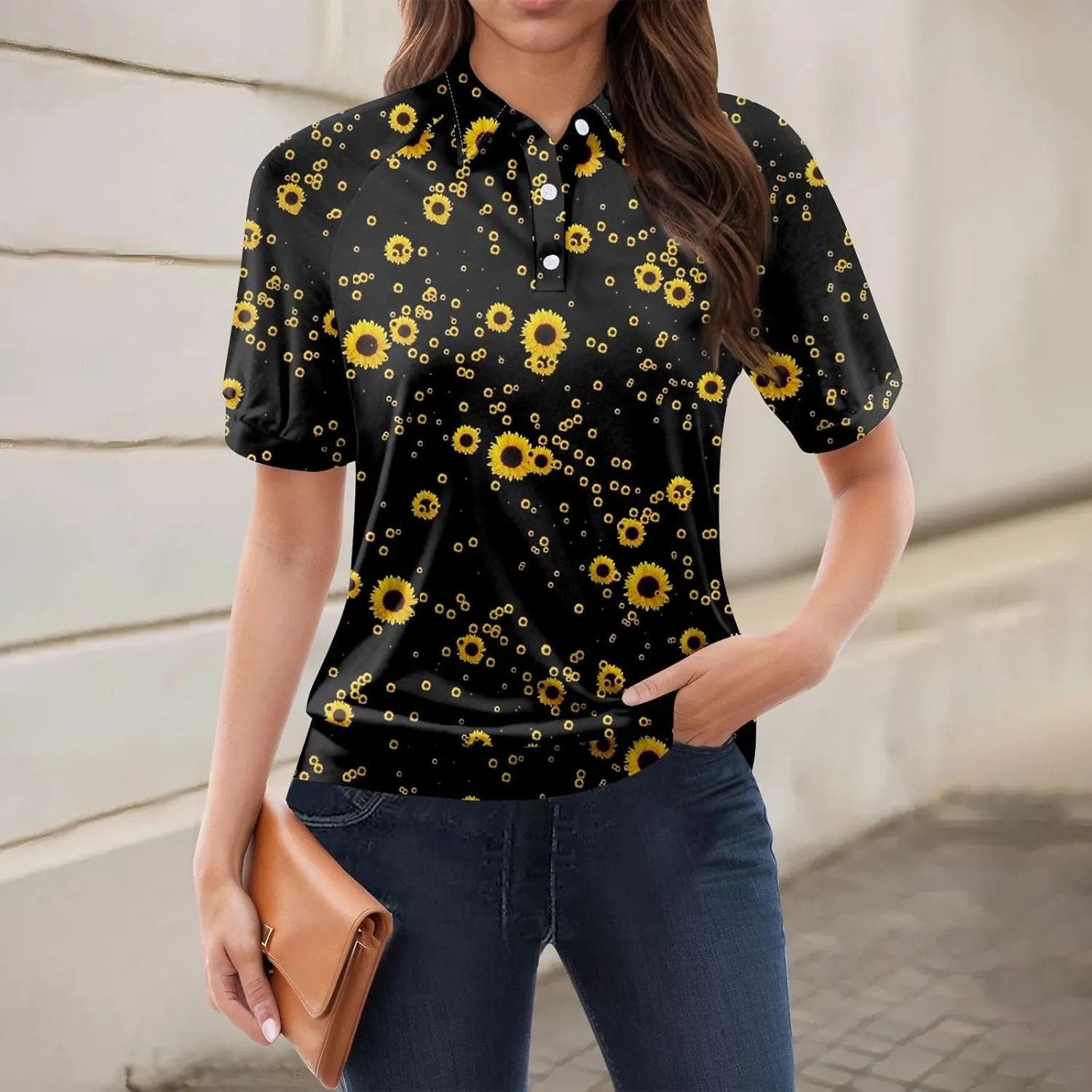 Polo Shirts Womens 2025 Summer V Neck Tee Casual Striped Color Block Collar Shirts Women Short Sleeve Polo Tops