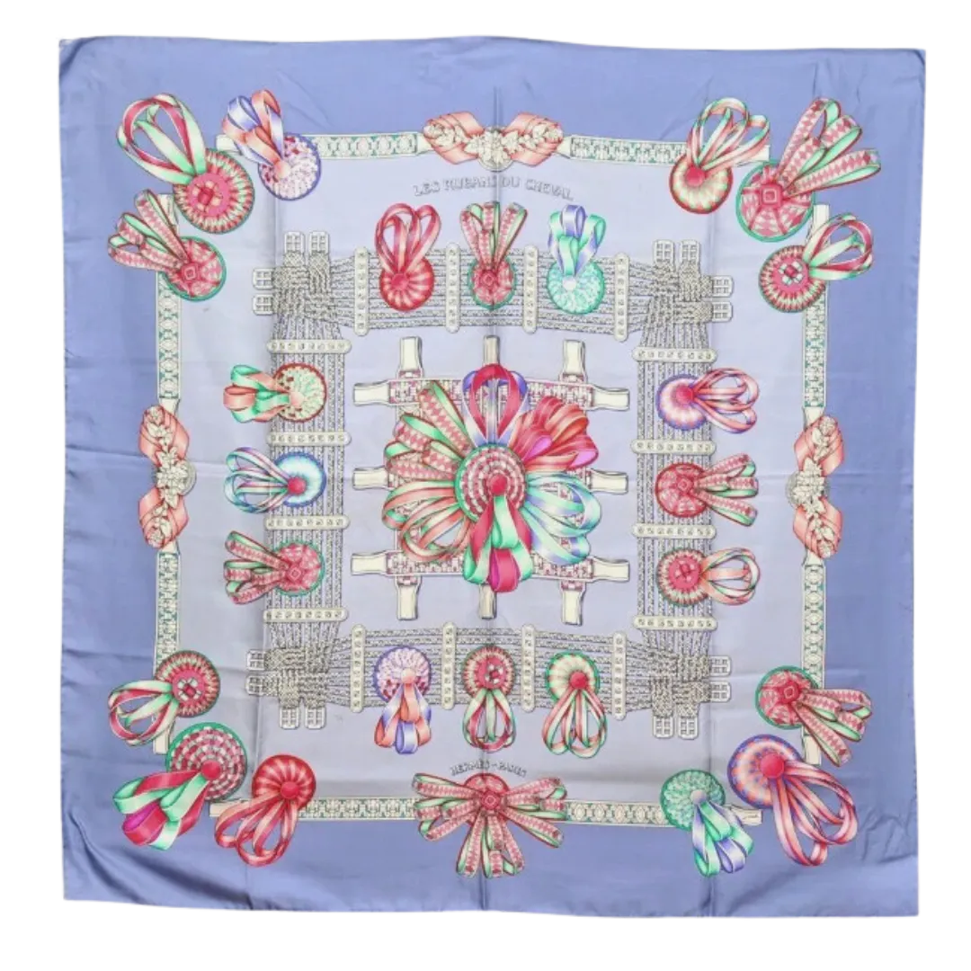 Rubans du Cheval Blue Vintage Silk Scarf Lavender-Filled Sachet
