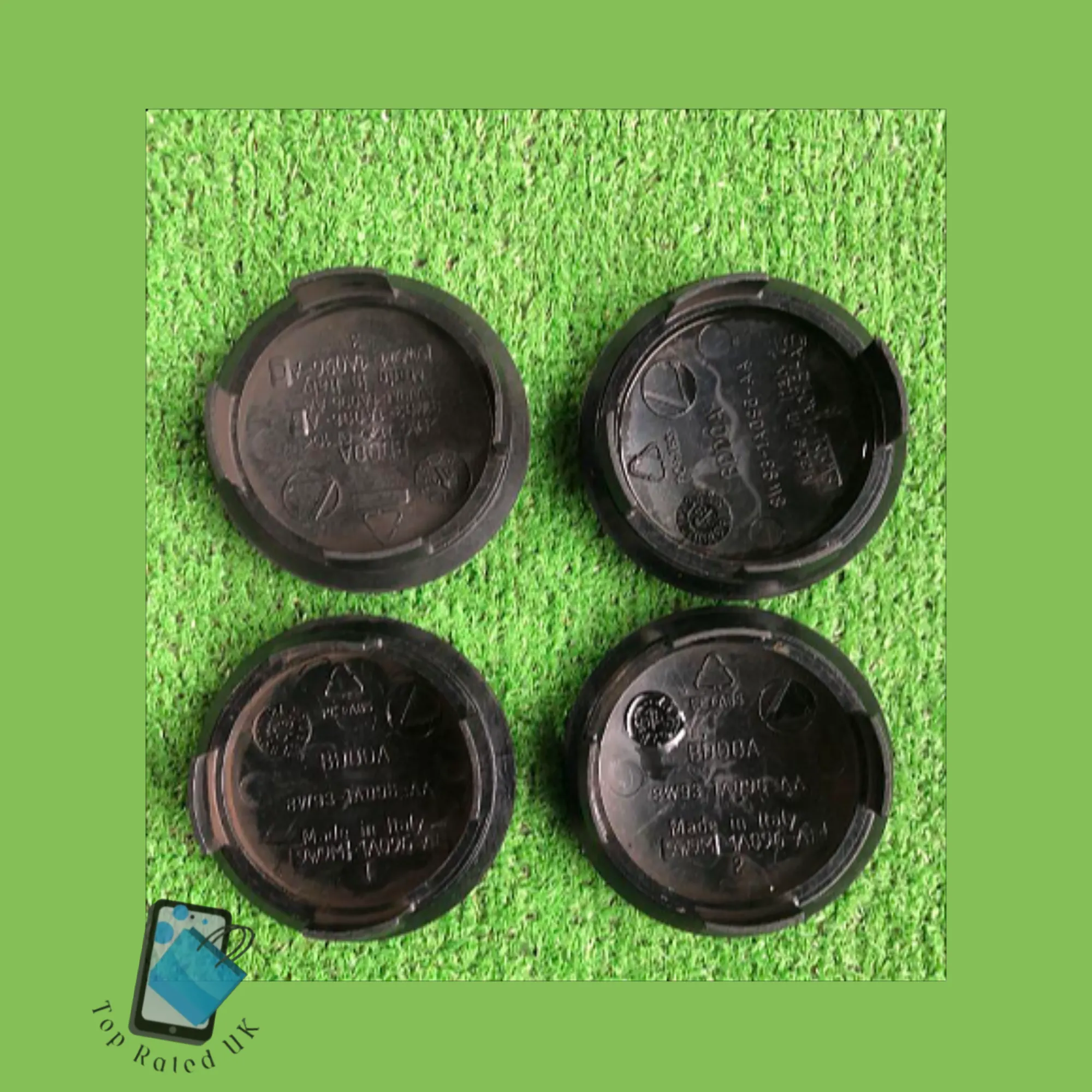 Set of 4 black Jaguar alloy wheel centre caps 59mm