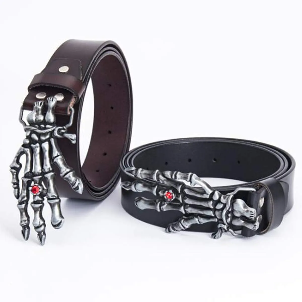Skull Belt for Men Genuine Leather Belt Classic Casual Jeans Western Cowboy Belts
