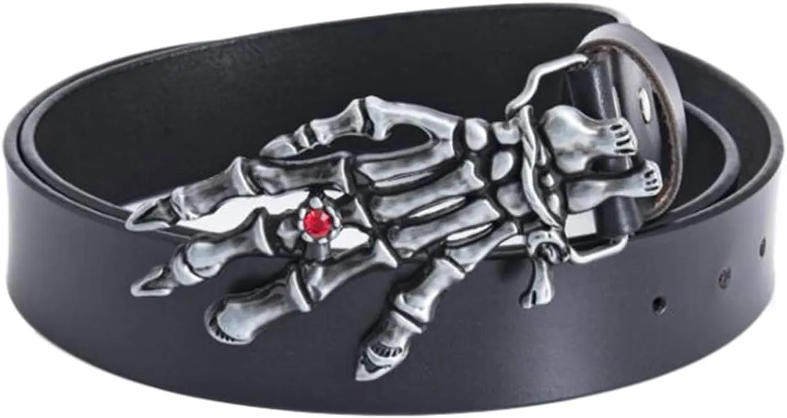 Skull Belt for Men Genuine Leather Belt Classic Casual Jeans Western Cowboy Belts