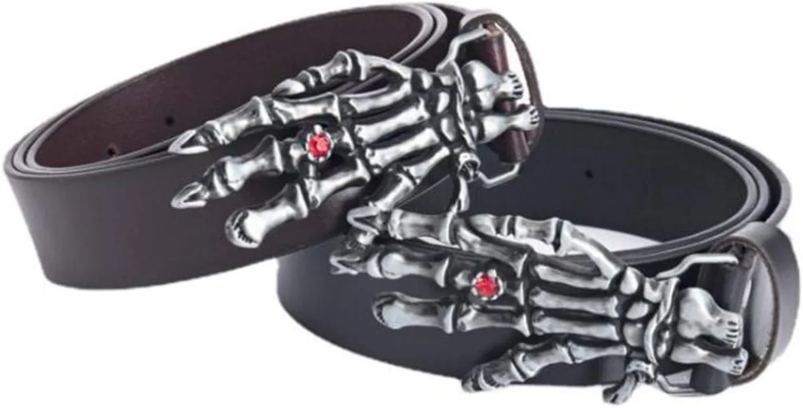 Skull Belt for Men Genuine Leather Belt Classic Casual Jeans Western Cowboy Belts