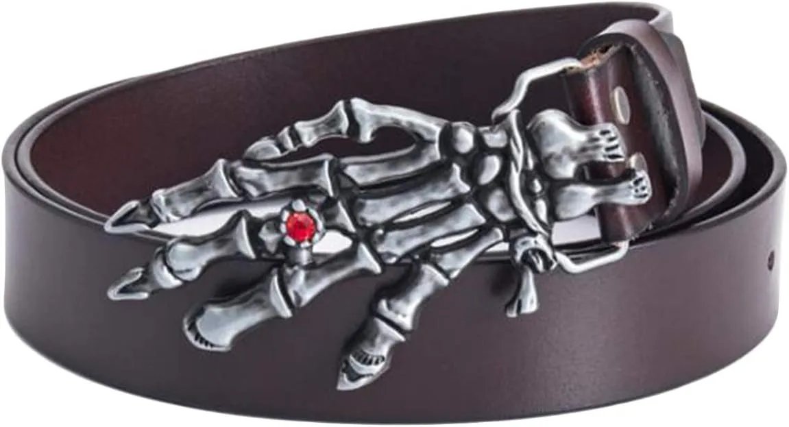 Skull Belt for Men Genuine Leather Belt Classic Casual Jeans Western Cowboy Belts