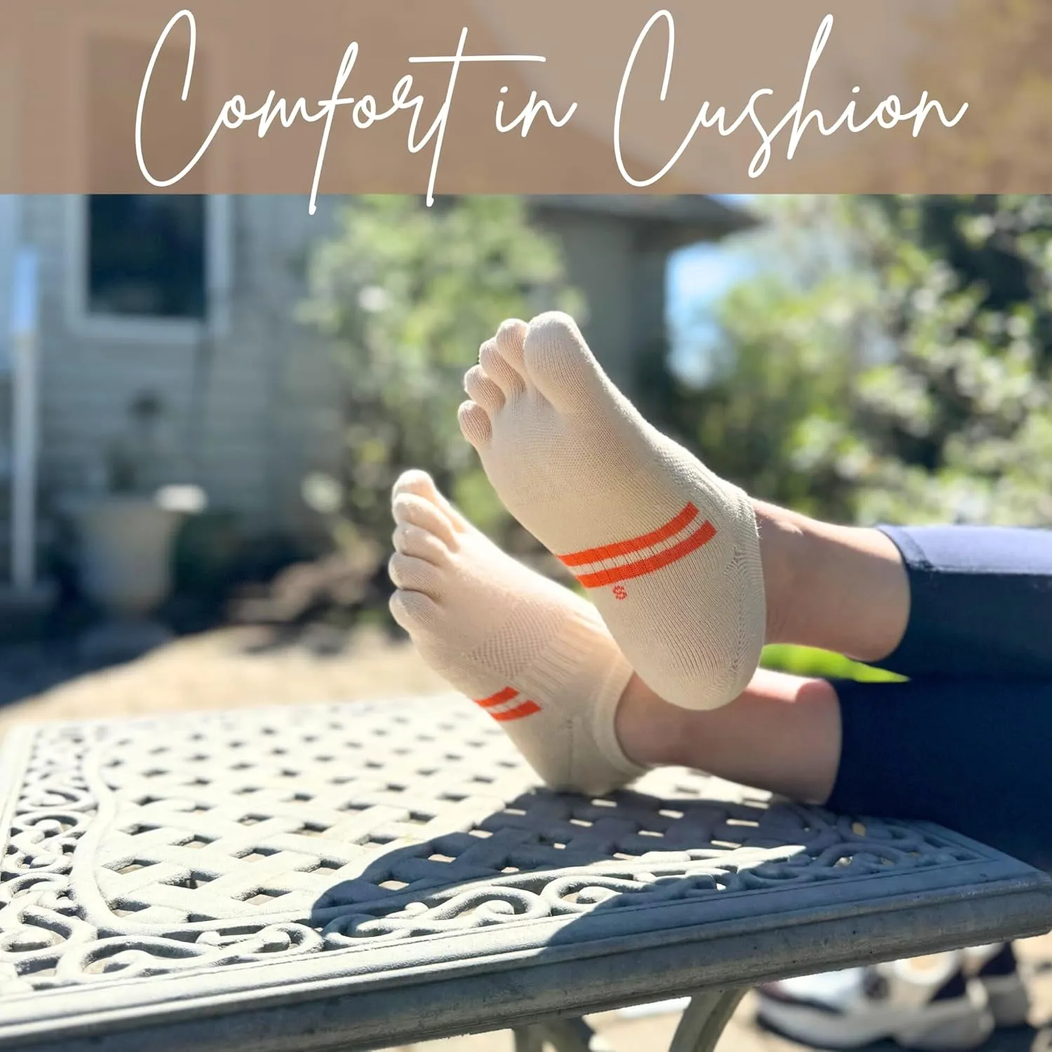 soxsense Cushion No Show Toe Socks For Women Five Finger Socks Low Cut Athletic Running Socks 4 Pairs