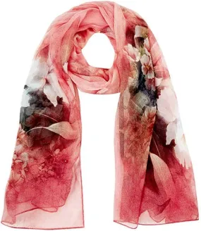 Square Large Neck Scarf Woman's Digital Floral Printing Long Scarf Shawl Multi-use Silk Satin Neck Scarf Soft, 175x110CM, Pink