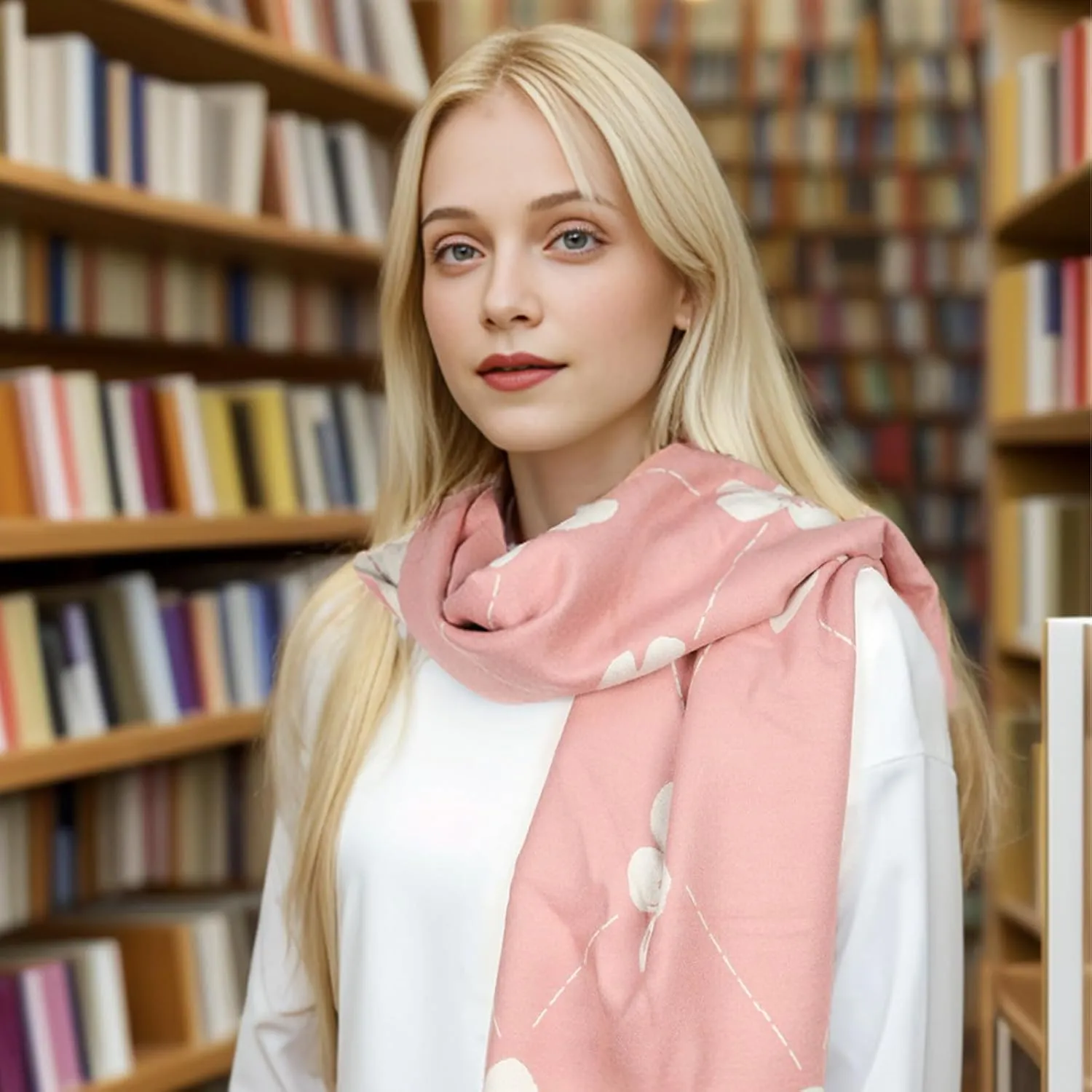 Sumato Scarf for Women Fall Winter Shawl Wraps Long Women Scarves Warm Soft Cashmere Feel Classic Floral Style
