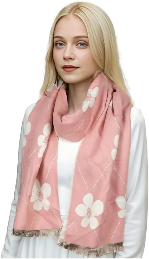 Sumato Scarf for Women Fall Winter Shawl Wraps Long Women Scarves Warm Soft Cashmere Feel Classic Floral Style