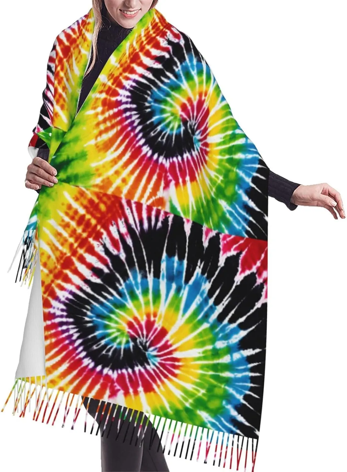 Tie Dye Hippies Soft Ladies' Scarves In Winter,Oversized Scarves,Fashionable Long Shawl Scarves