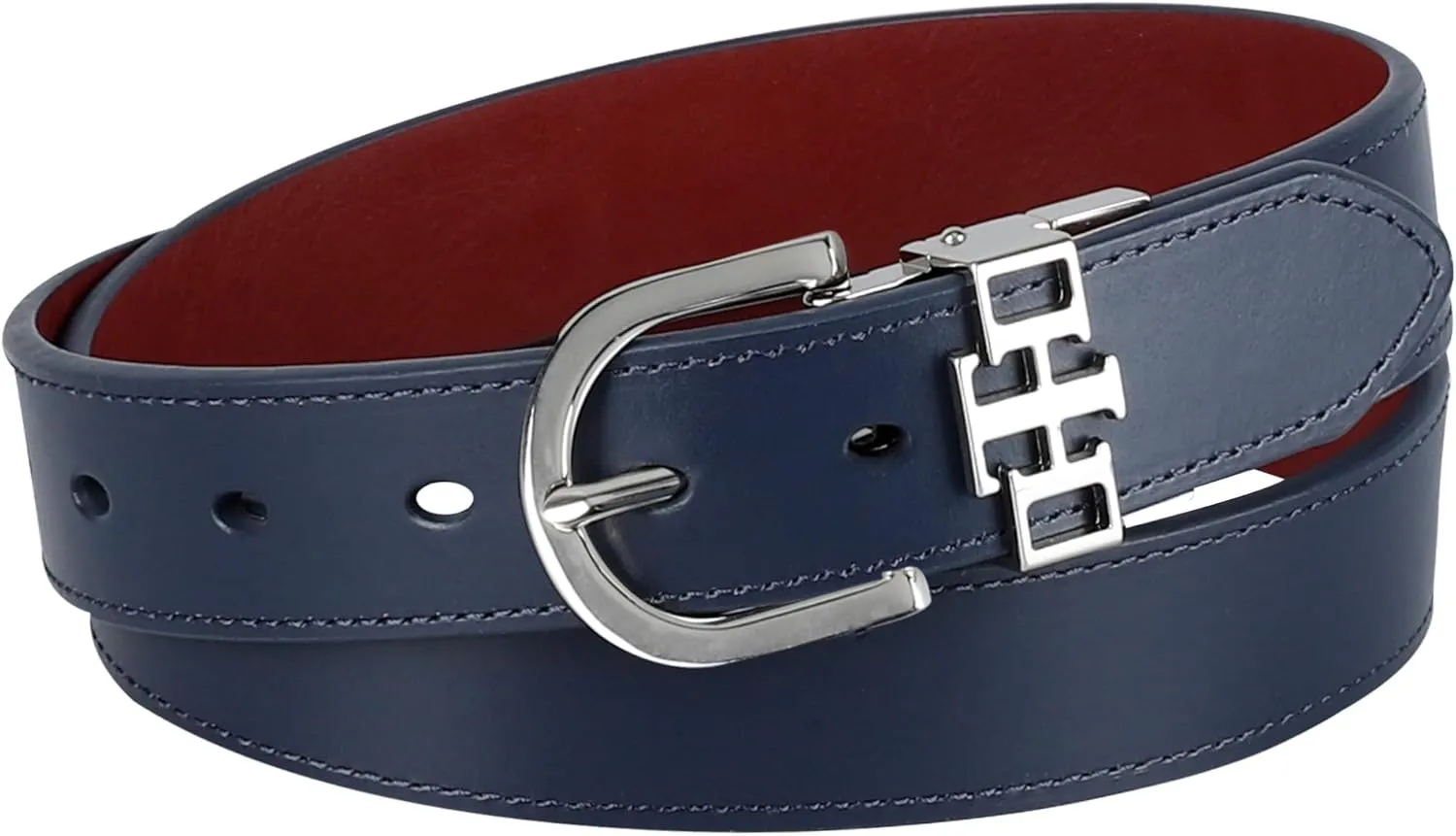 Tommy Hilfiger Women's Two-in-one Reversible Slim Width Casual Leather Belt for Jeans, Trousers and Dresses