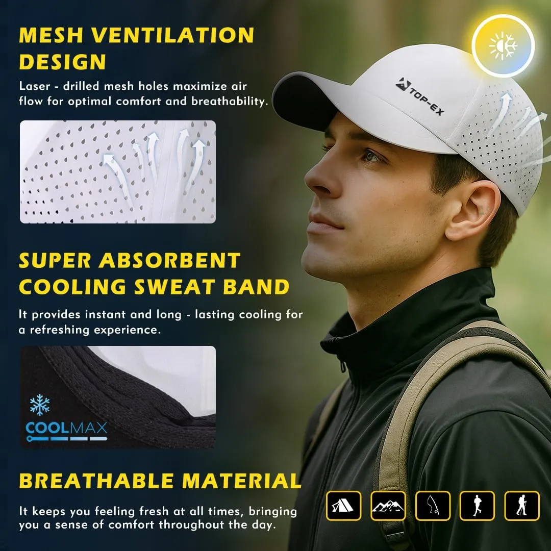 TOP-EX Oversized XL XXL Unstructured Running Breathable Mesh Quick Dry Waterproof Cooling Sweatband Baseball Caps Mens