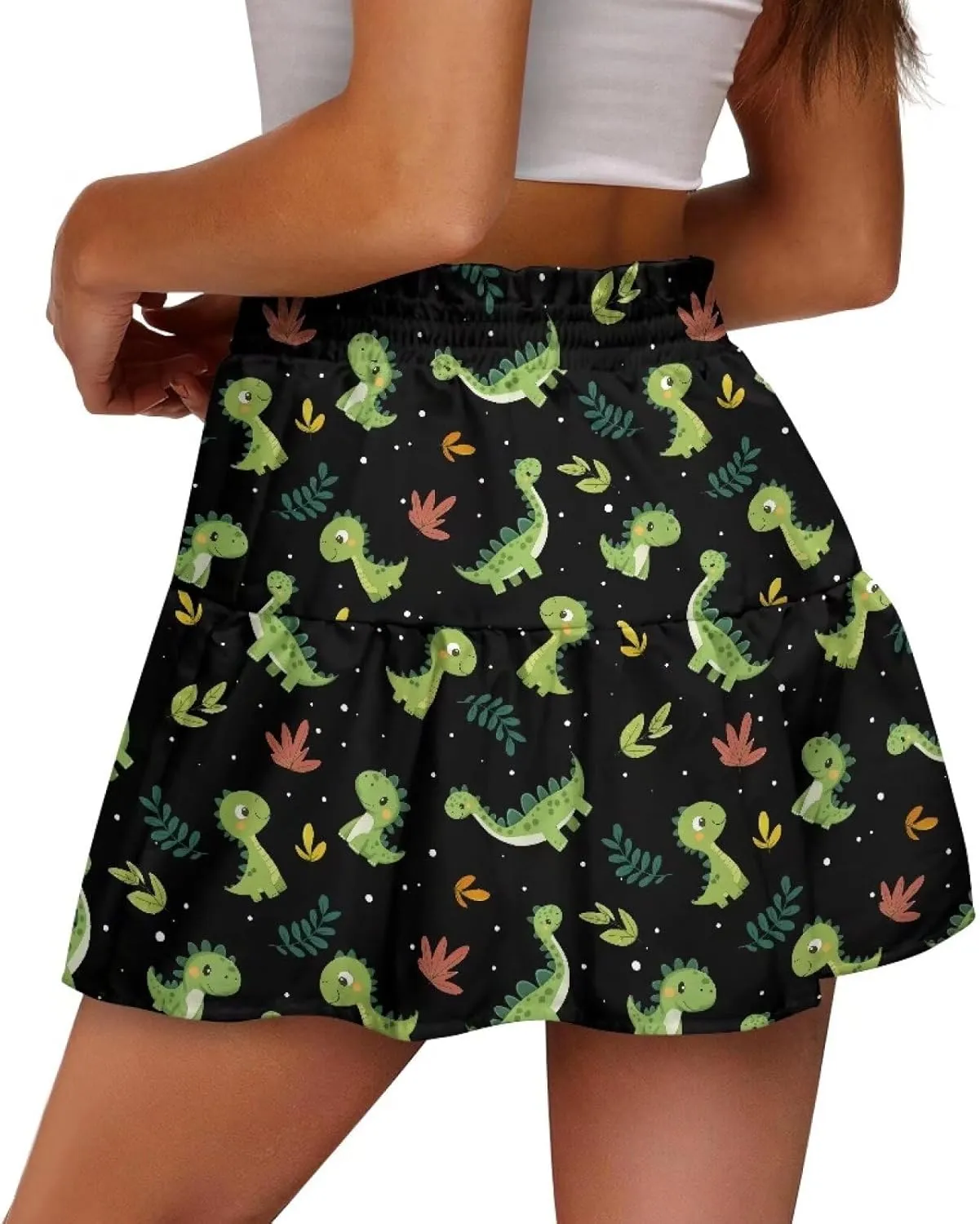 Women High Waisted Skater Skirt Stretchy Ruffle Hem Pleated Skirt Airy Soft Tennis Skirt Comfy Summer Y2k Mini Skirt
