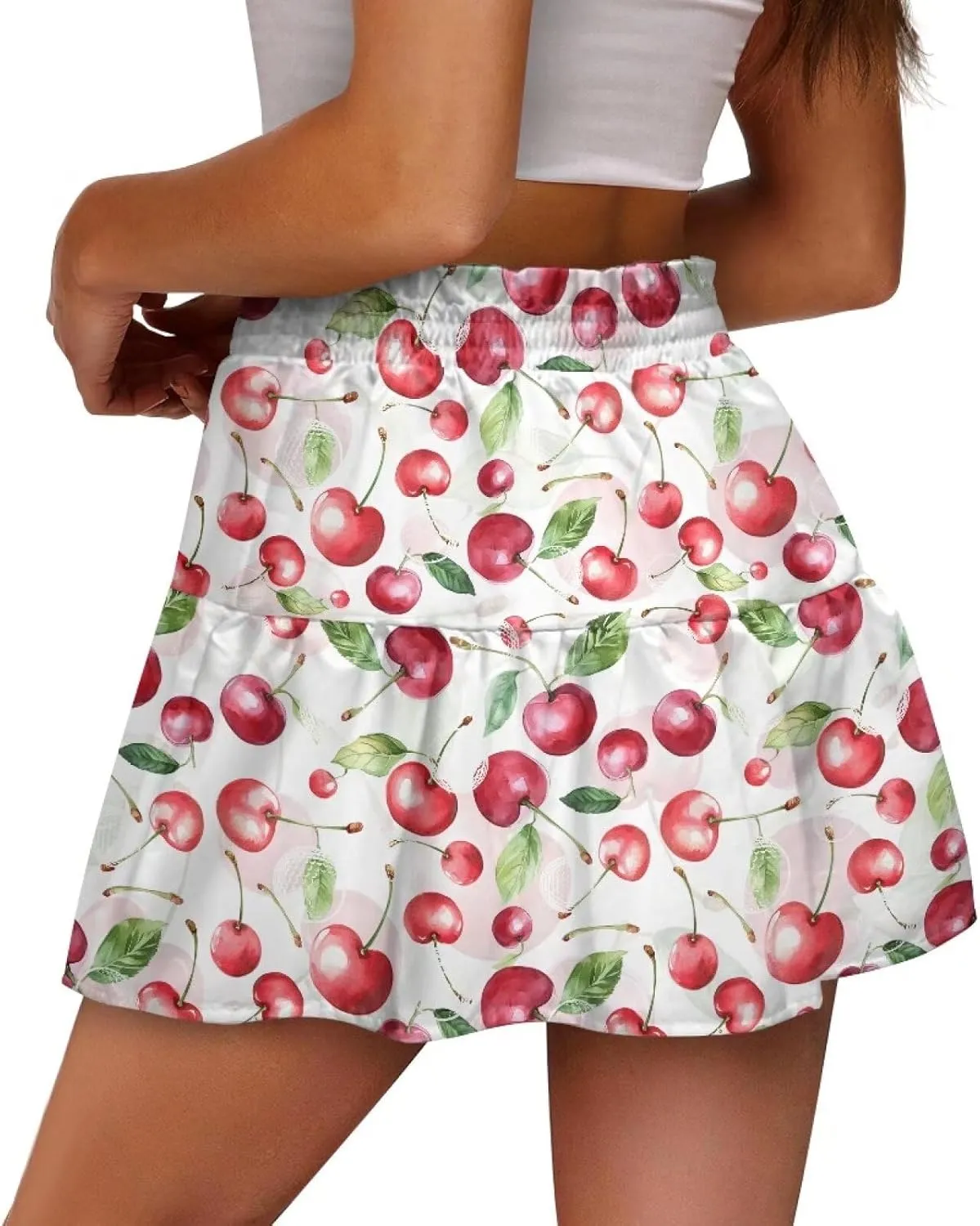 Women High Waisted Skater Skirt Stretchy Ruffle Hem Pleated Skirt Airy Soft Tennis Skirt Comfy Summer Y2k Mini Skirt