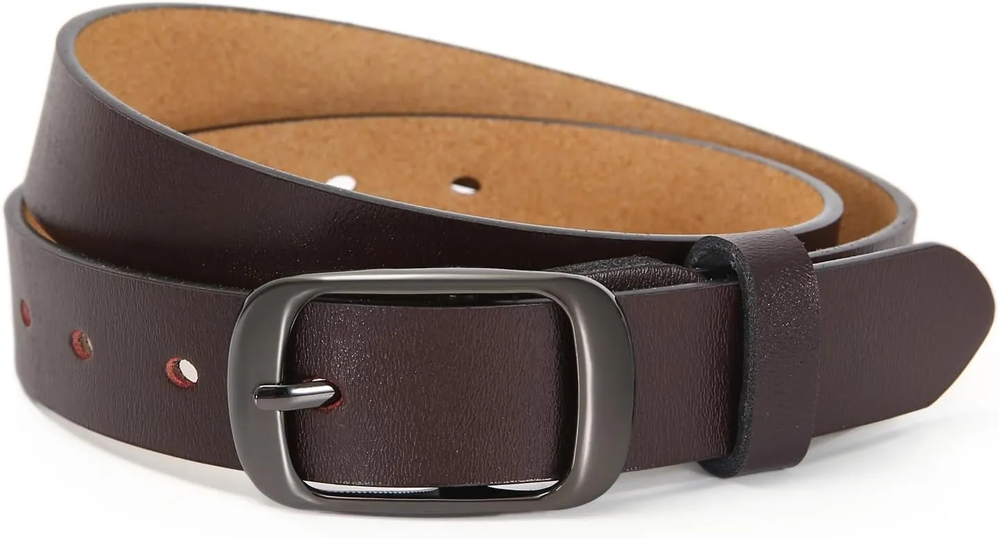 Women Leather Belts for Jeans Pants Fashion Dress Belt for Women with Solid Pin Buckle
