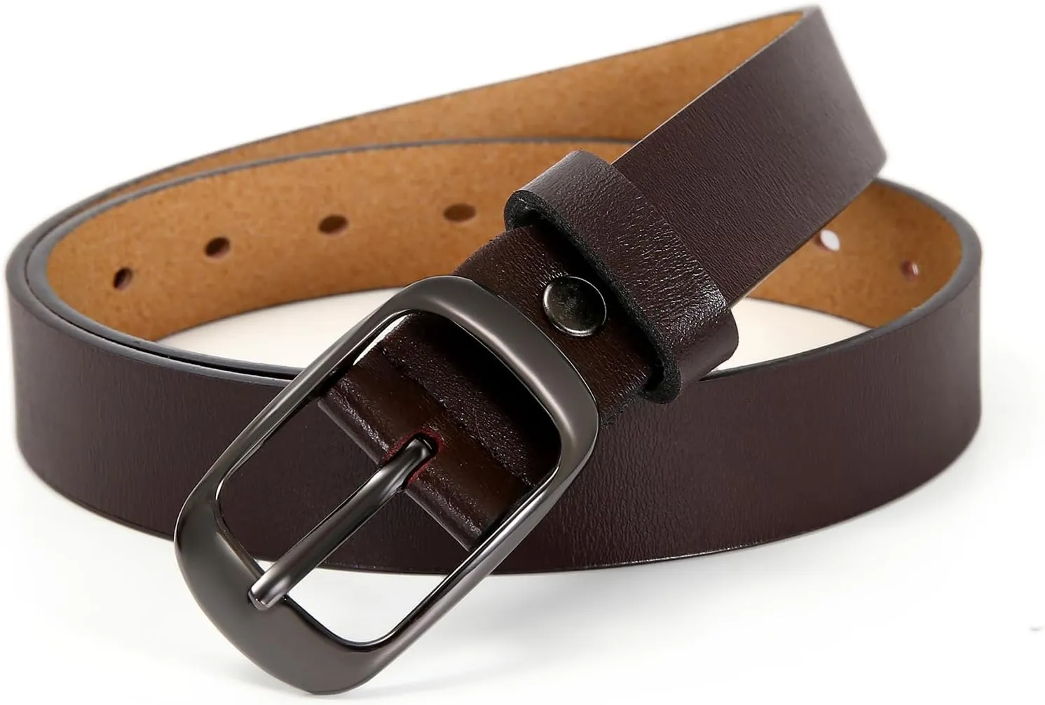 Women Leather Belts for Jeans Pants Fashion Dress Belt for Women with Solid Pin Buckle