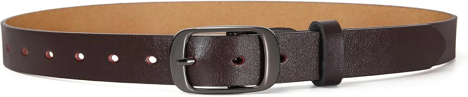 Women Leather Belts for Jeans Pants Fashion Dress Belt for Women with Solid Pin Buckle
