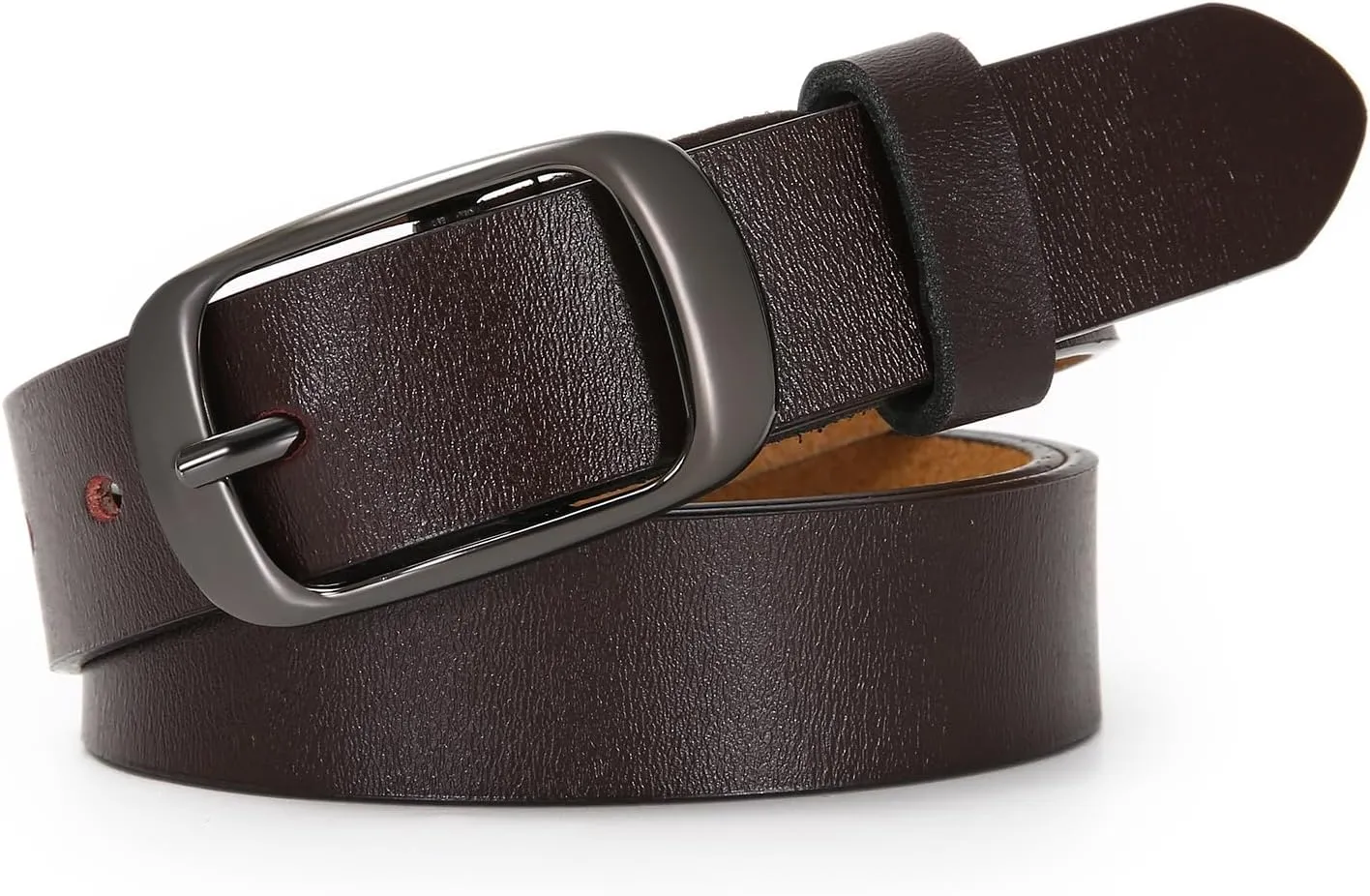 Women Leather Belts for Jeans Pants Fashion Dress Belt for Women with Solid Pin Buckle