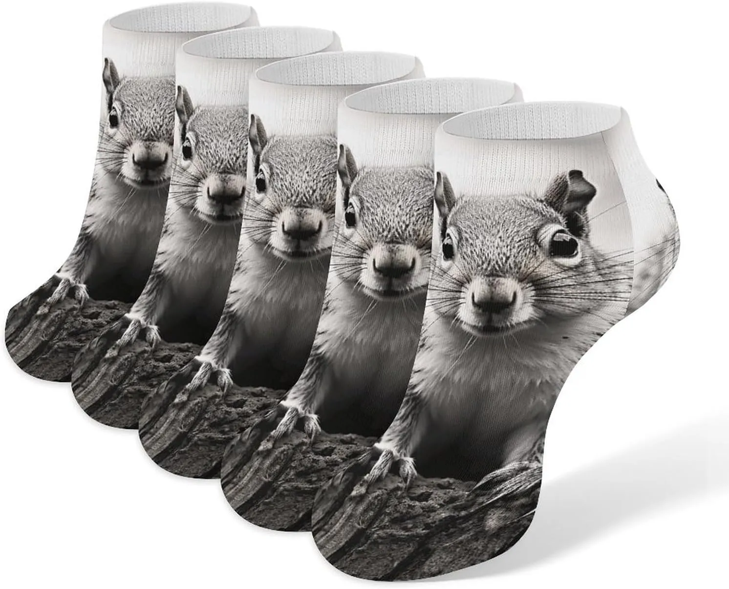 Women Socks Light Gray Squirrel Printed Christmas Socks Ankle Socks Athletic Socks Slipper Socks No Show Socks