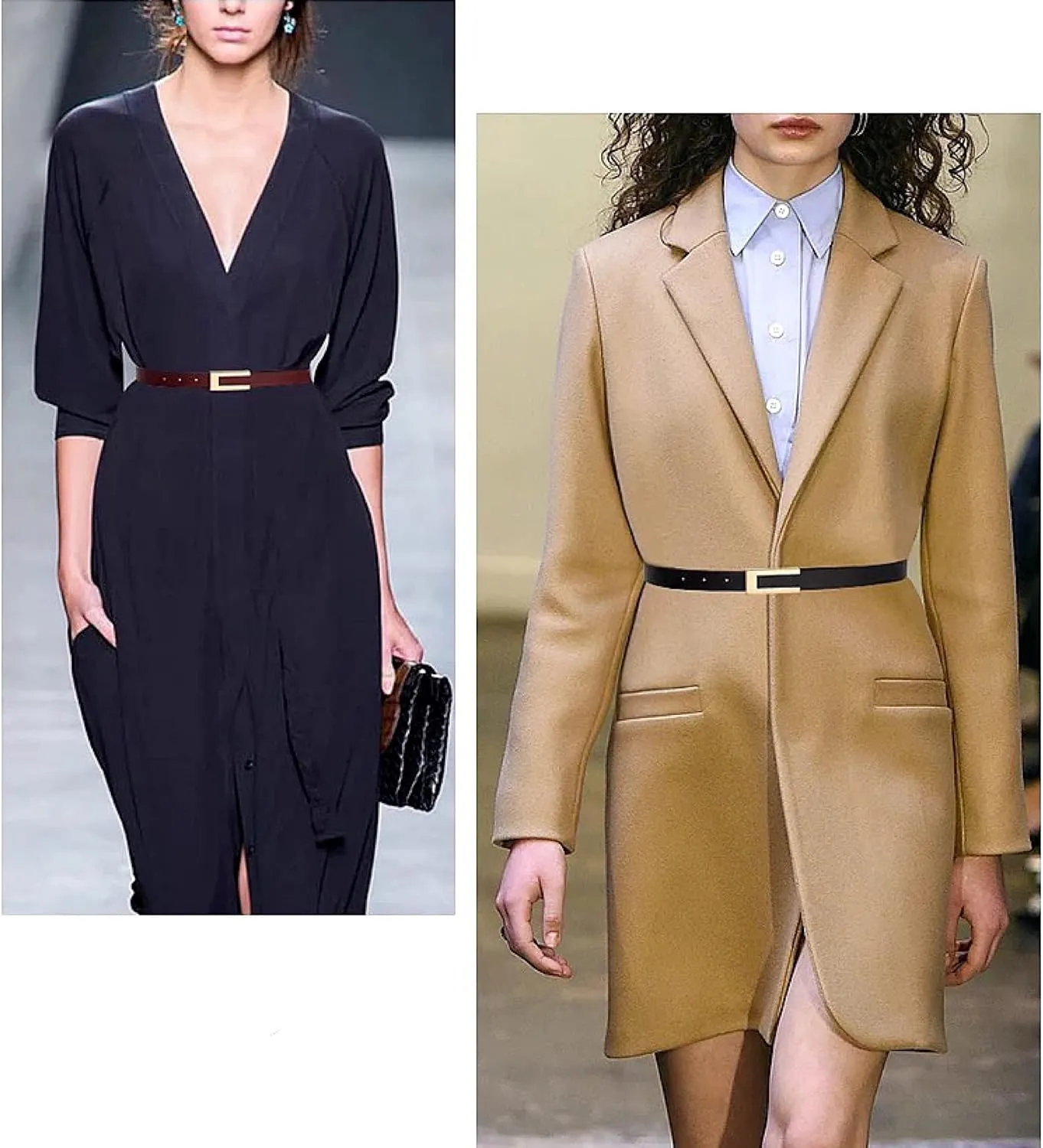 Women's Belt Genuine Leather Belts Durable Waist Belt Gold Solid Color Buckle Waistband For Pants, Jeans. Width 0.80"