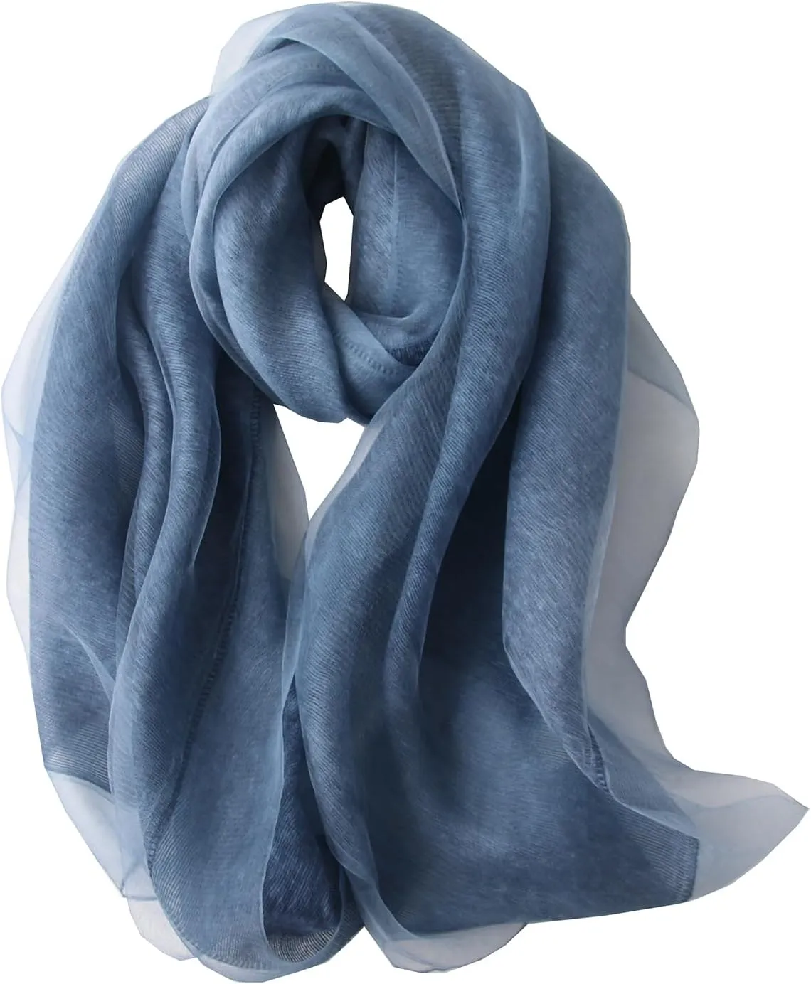 Women's Double Layer Scarf Lightweight Silk Wool Blend - Fluffy Airy All-Season Scarf Solid Color for Coats & Jackets
