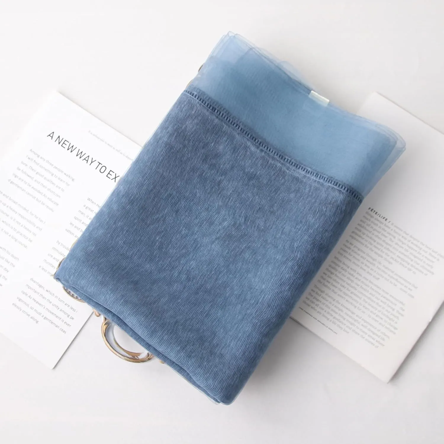 Women's Double Layer Scarf Lightweight Silk Wool Blend - Fluffy Airy All-Season Scarf Solid Color for Coats & Jackets