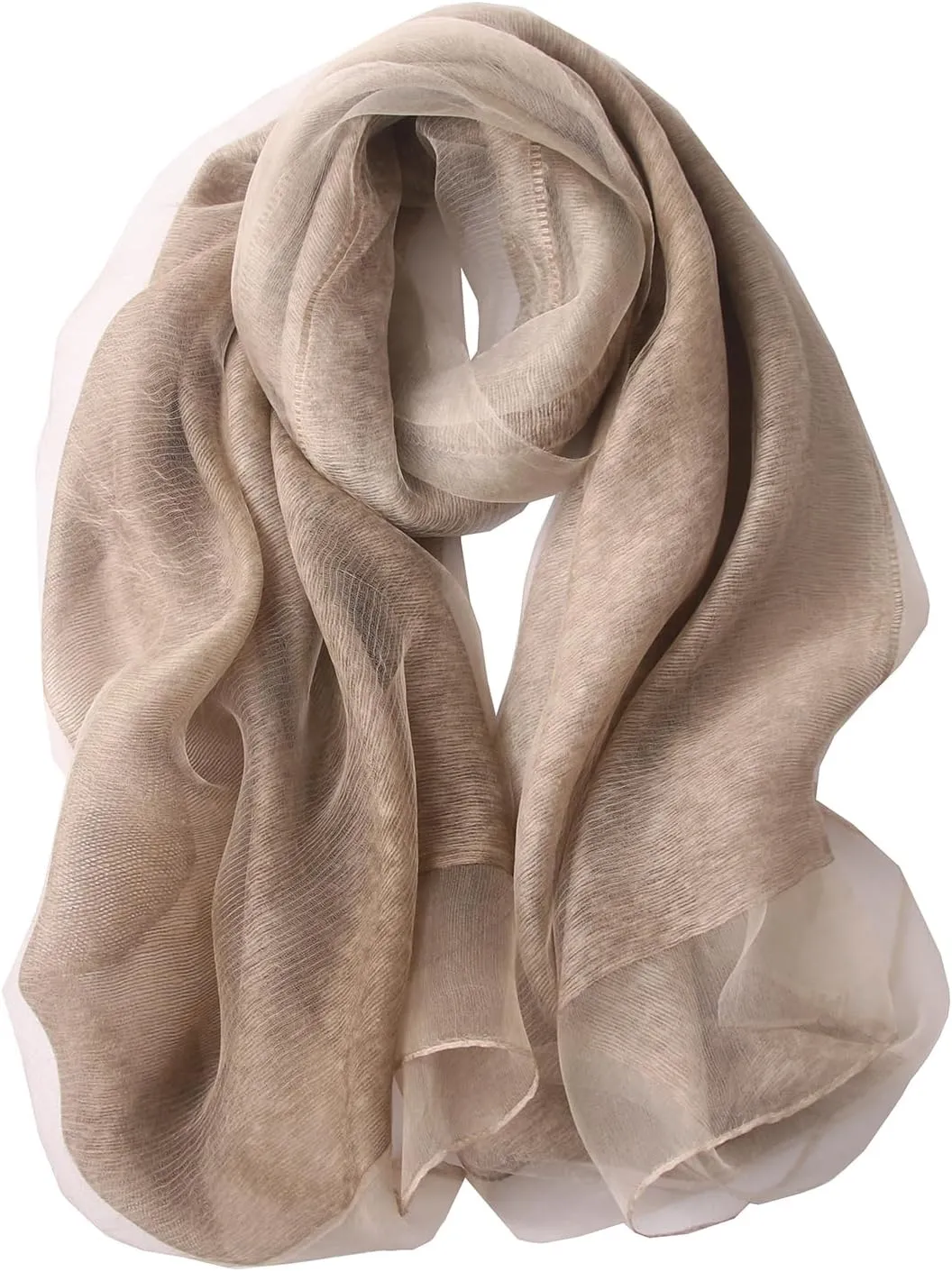 Women's Double Layer Scarf Lightweight Silk Wool Blend - Fluffy Airy All-Season Scarf Solid Color for Coats & Jackets