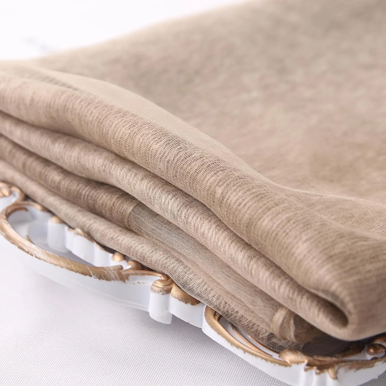 Women's Double Layer Scarf Lightweight Silk Wool Blend - Fluffy Airy All-Season Scarf Solid Color for Coats & Jackets