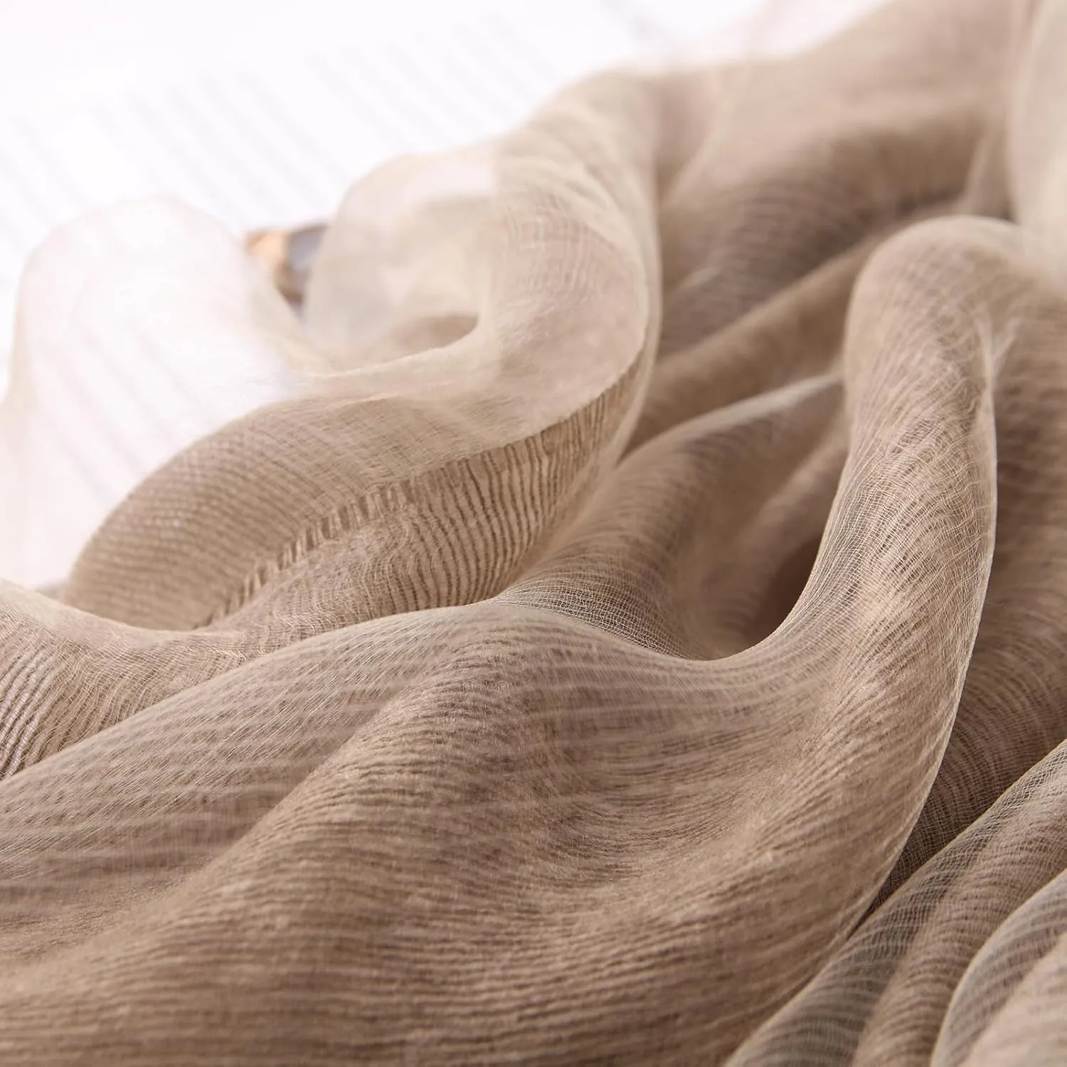 Women's Double Layer Scarf Lightweight Silk Wool Blend - Fluffy Airy All-Season Scarf Solid Color for Coats & Jackets