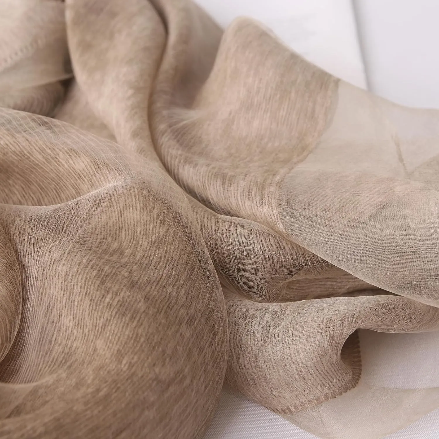 Women's Double Layer Scarf Lightweight Silk Wool Blend - Fluffy Airy All-Season Scarf Solid Color for Coats & Jackets