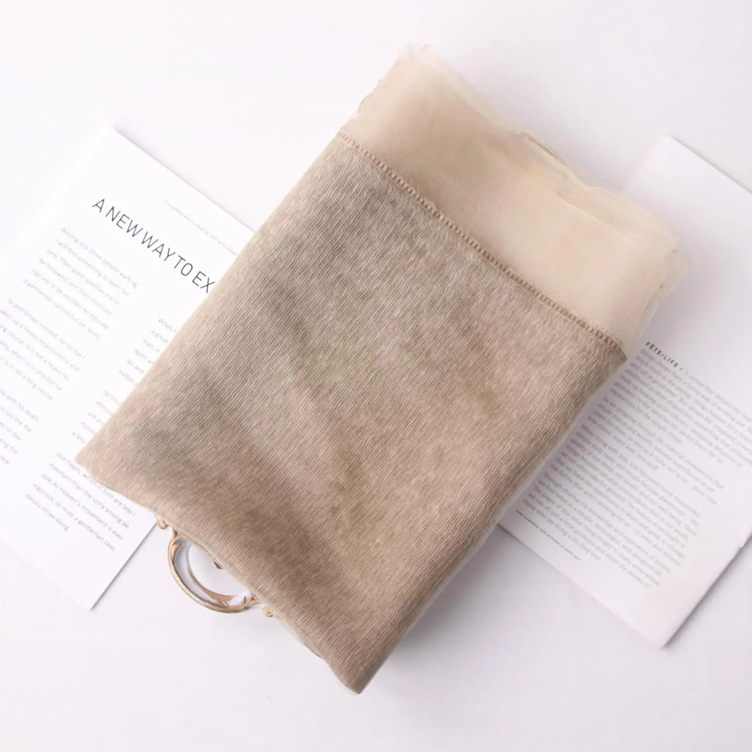 Women's Double Layer Scarf Lightweight Silk Wool Blend - Fluffy Airy All-Season Scarf Solid Color for Coats & Jackets