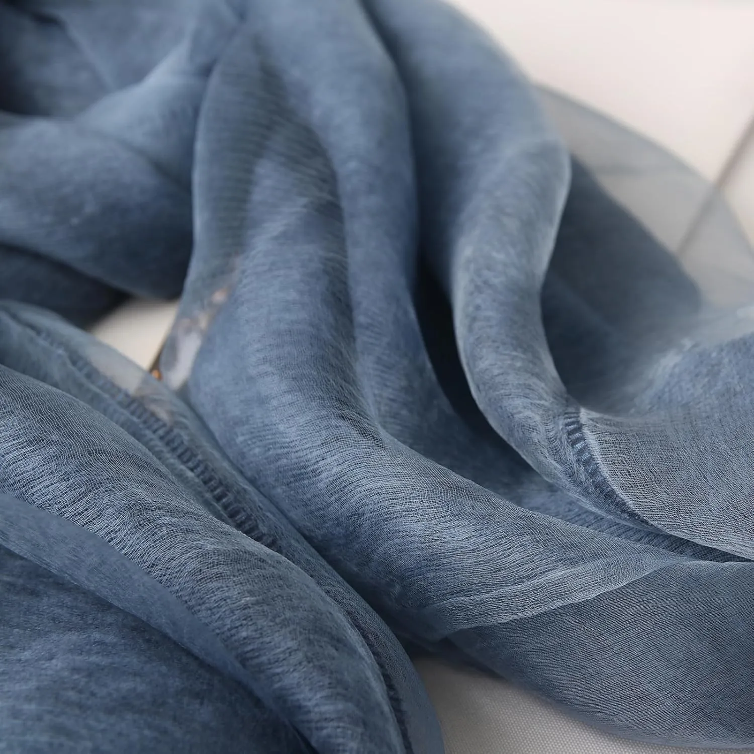 Women's Double Layer Scarf Lightweight Silk Wool Blend - Fluffy Airy All-Season Scarf Solid Color for Coats & Jackets